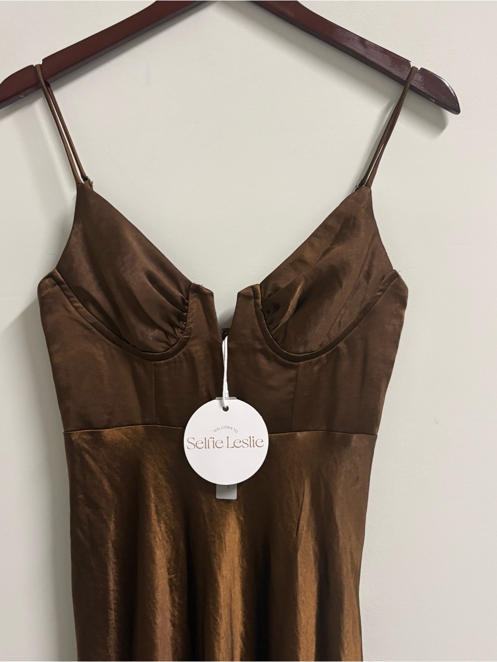 NEW Selfie Leslie Lake Como A-Line Midi Dress‎ - Brown Size XS - Picture 4 of 8
